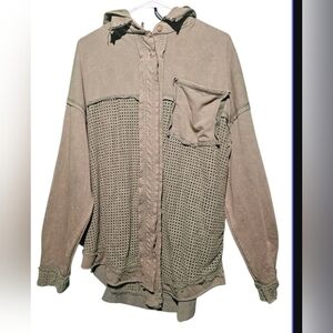 BKE Large Women's Mineral Wash Jacket with Mesh Detail 28 PTP